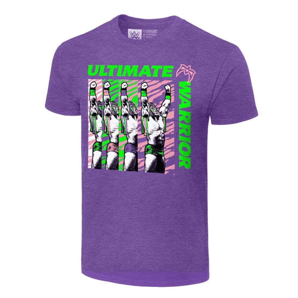 NEW Med WWE‎ Men's Licensed Purple Ultimate Warrior Retro T-Shirt Animal Print